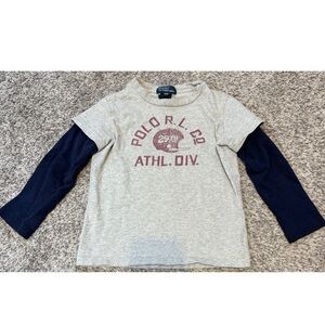 Polo Ralph Lauren Gray and Navy Kids Long Sleeve Shirt. Size 4T.